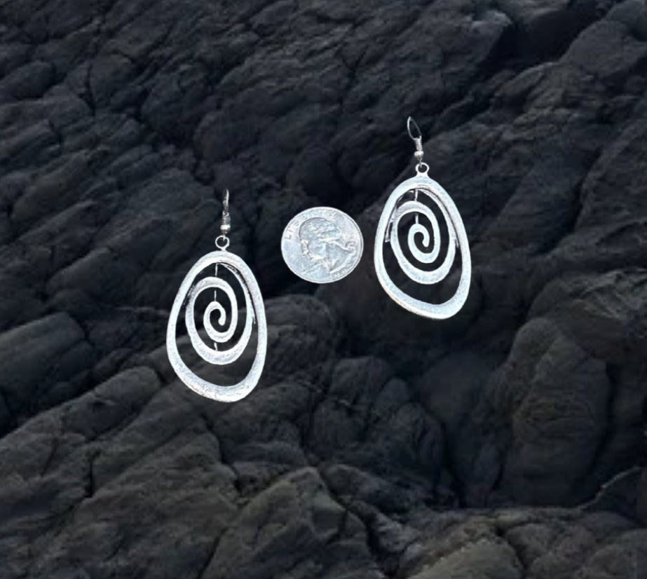 Spiral Open Teardrop Silver plated Drop Earring