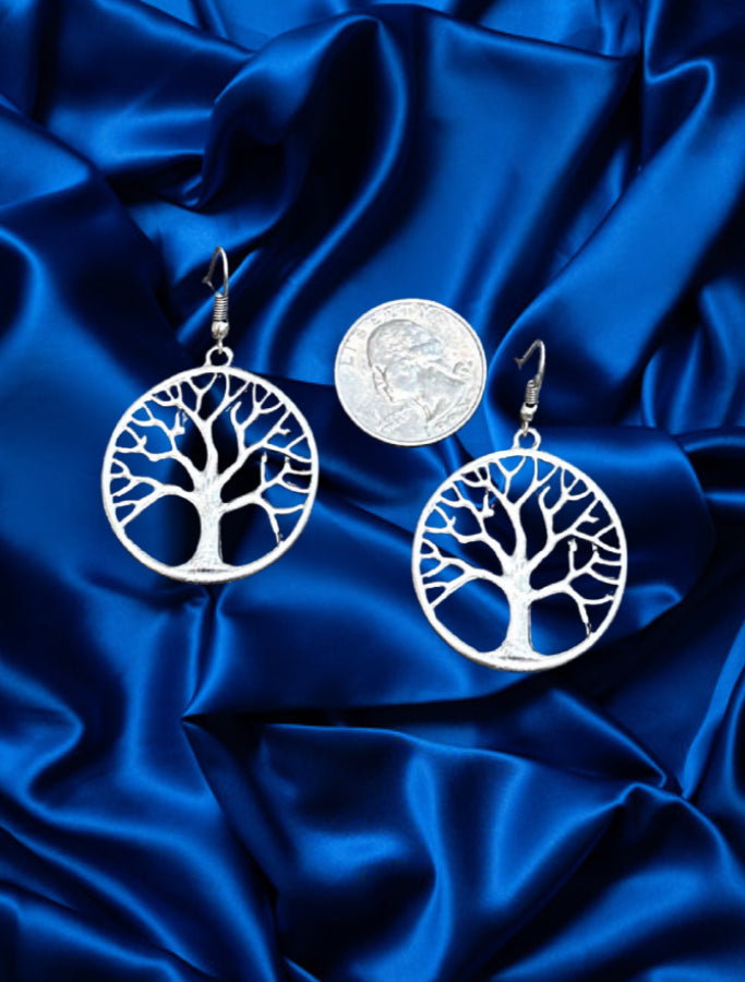 Tree of Life Silver Drop Earrings