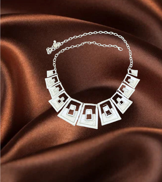 Geometric Open Rectangle Statement Necklace