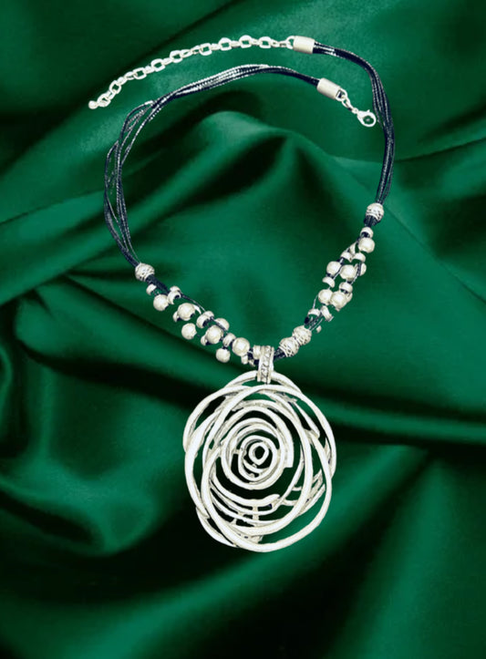 Silver Spiral Pendant Multi-Strand