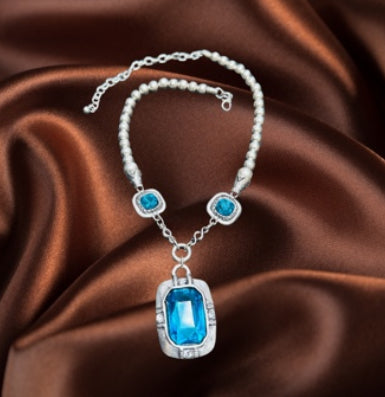 Beautiful light, blue, reversible elegant necklaces