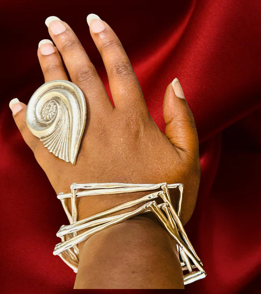 A statement vintage look shell rings