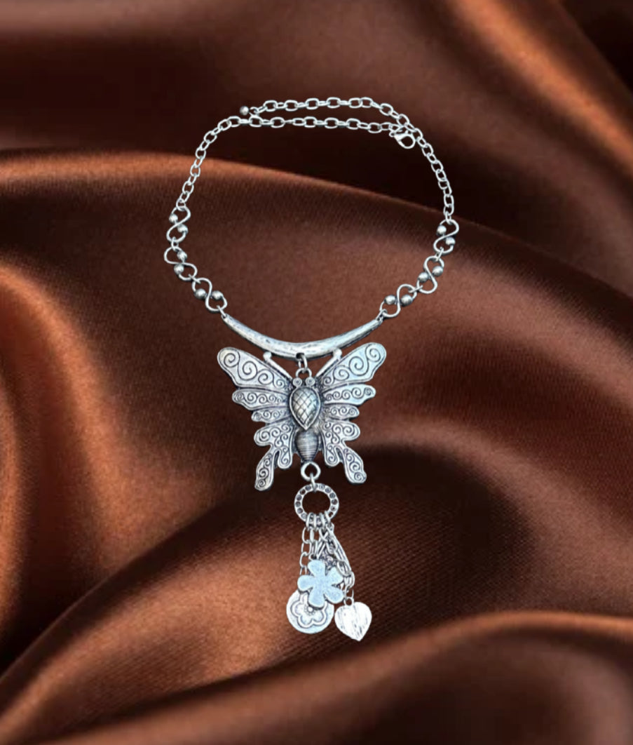 Butterfly Charm Statement Necklace