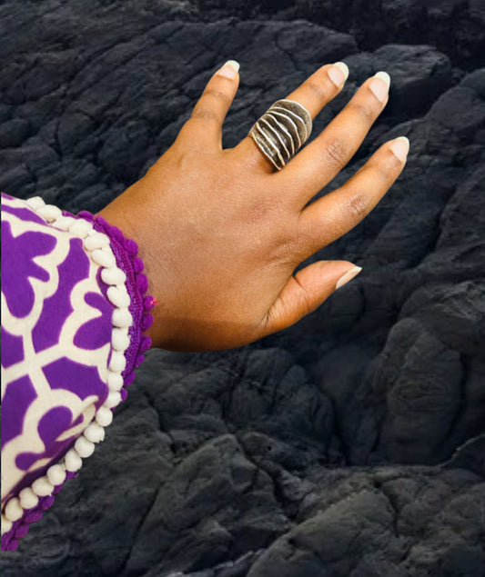 Textured Wide Statement Adjustable Ring