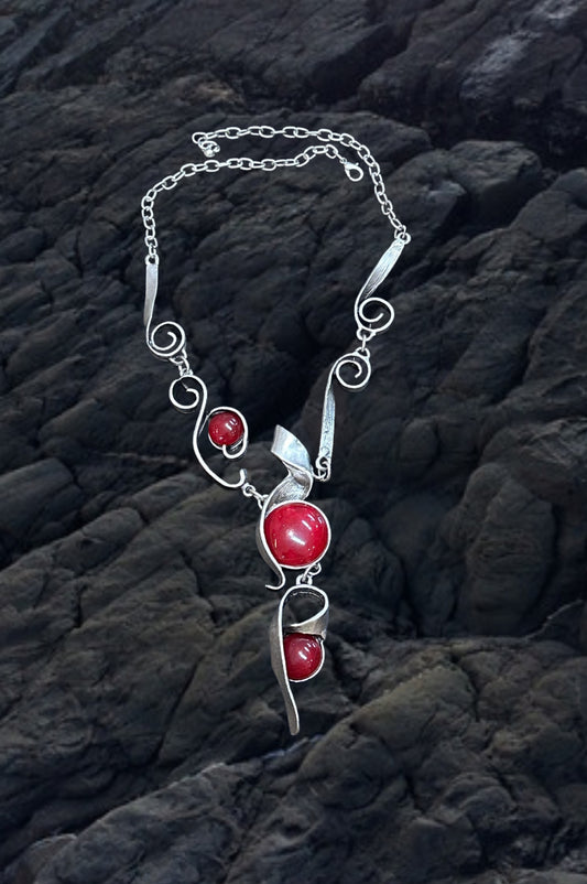 Statement, red color necklace